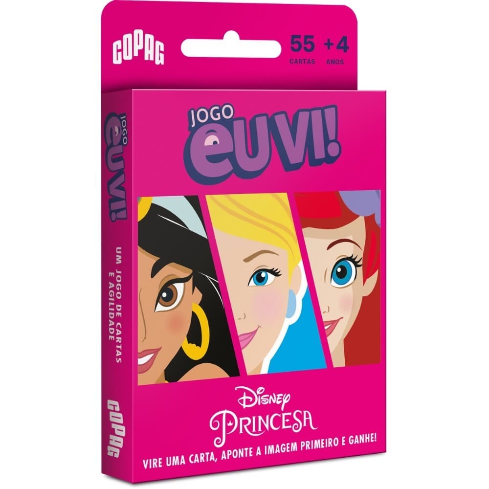 JOGO EU VI! PRINCESAS COPAG 55 CARTAS BARALHO DISNEY DIVERSÃO APRENDER RACIOCÍNIO CRIANÇA INFANTIL
