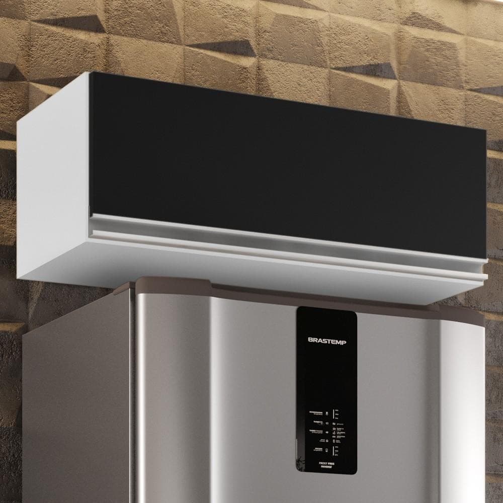 Armário Aéreo de Cozinha Para Geladeira 70cm Texas Branco/Preto - Lumil Móveis