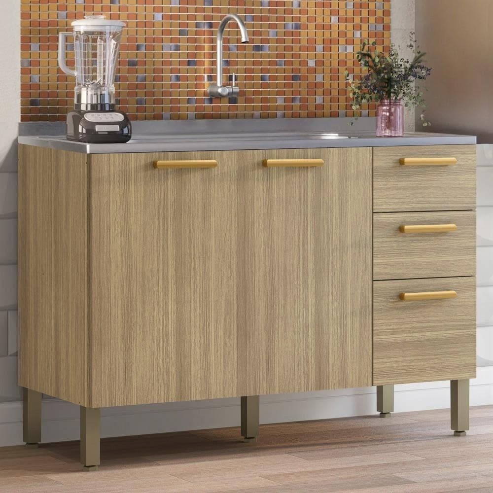 Balcão Gabinete com Pia 120cm Urban K02 Freijó - Mpozenato