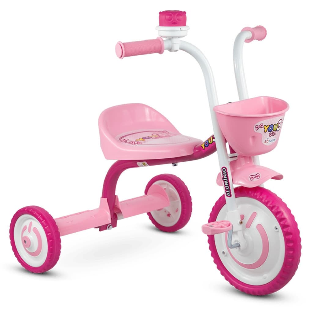 TRICICLO MOTOCA INFANTIL PARA CRIANÇA ACIMA 18 MESES NATHOR YOU 3 GIRL ROSA MENINA DE 85CM A 1 METRO