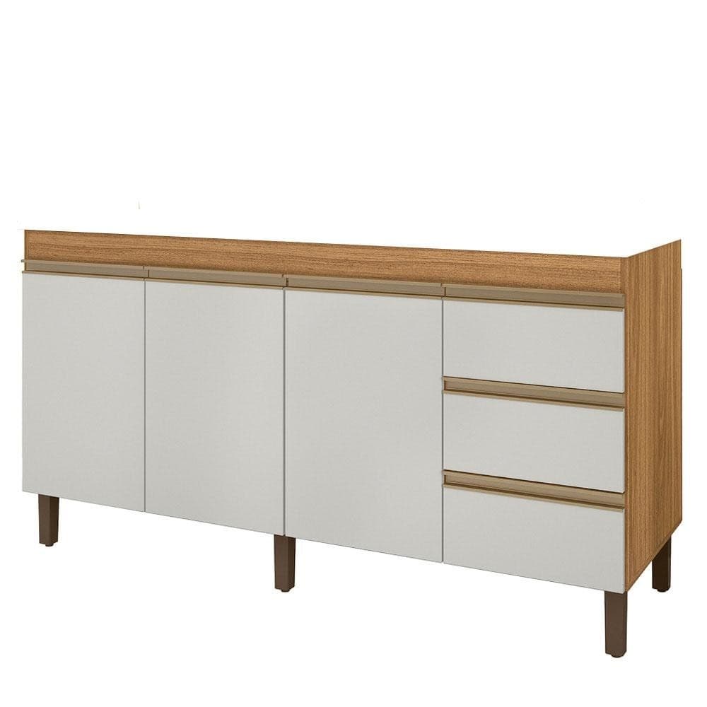 Balcão Gabinete Para Pia 160cm Sem Tampo Karen P14 Nature/Off White - Mpozenato