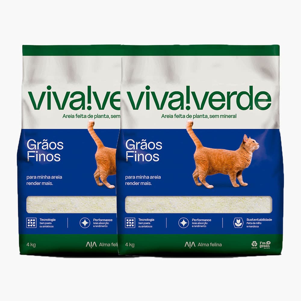 Kit 2 Areias Higiênica Biodegradável Limpeza Plena Viva verde