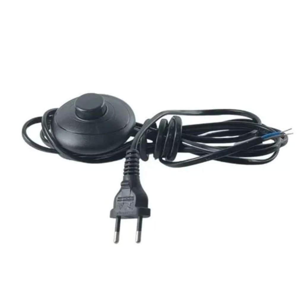 Rabicho de tomada 2 pinos Para abajur Luminária De Chão Com Interruptor Liga e Desliga Cor Preto
