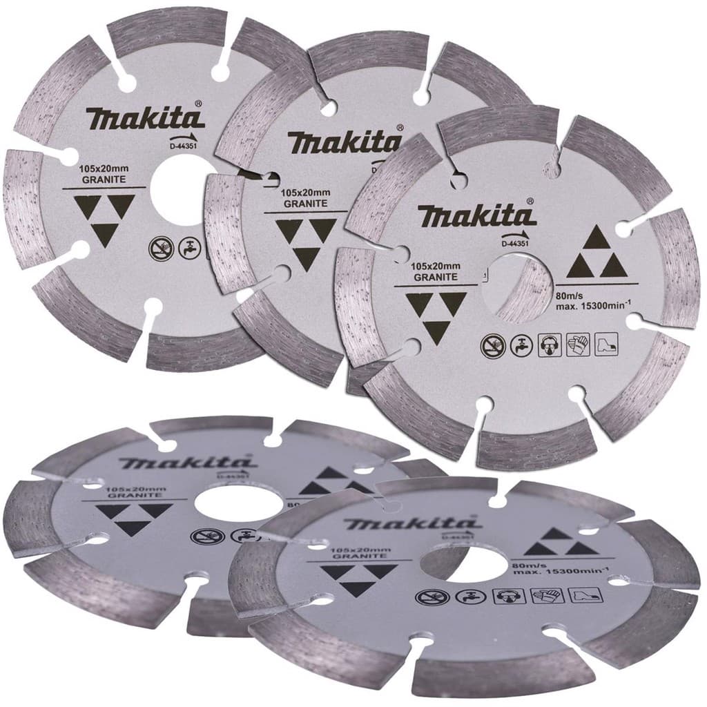 Disco de Corte Diamantado 4.1/8 POL 105 MM para Granito D-44351 Kit com 5 Peças MAKITA