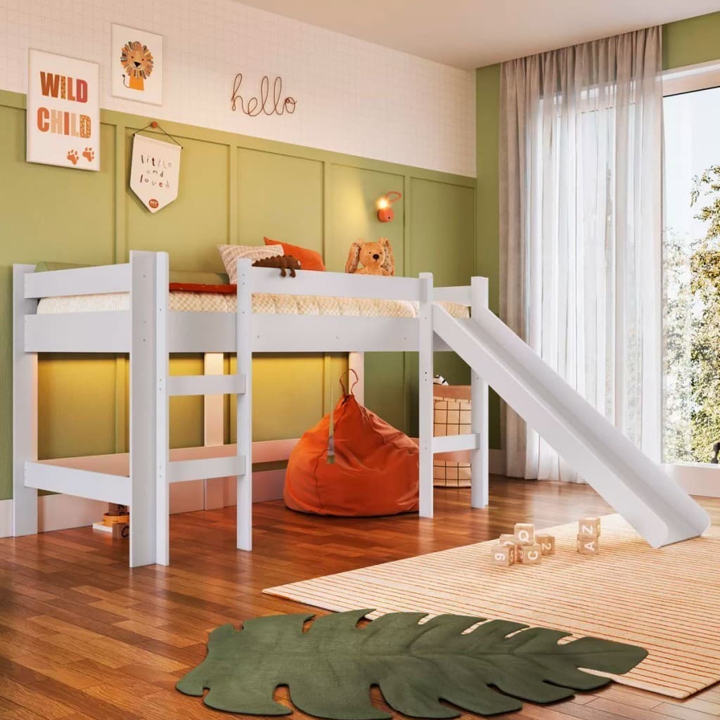 Cama Infantil com Escorregador Bb1001 Branco - Completa Móveis