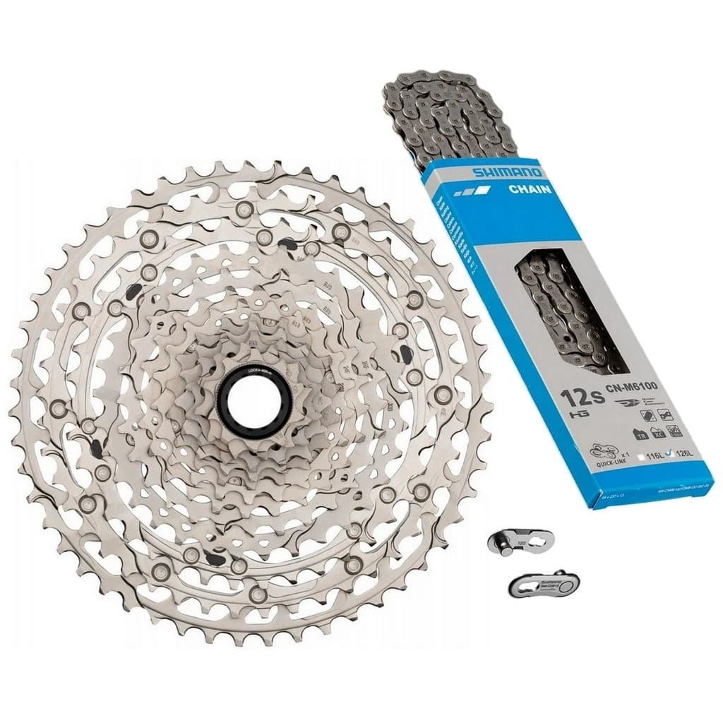 CASSETE SHIMANO DEORE M6100 CS-M6100 10/51D + CORRENTE CN-M6100 126 ELOS - 12V - MICRO SPLINE
