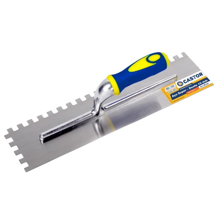 Desempenadeira aço 10x40cm Dentada 10mm Cabo embor. - Castor