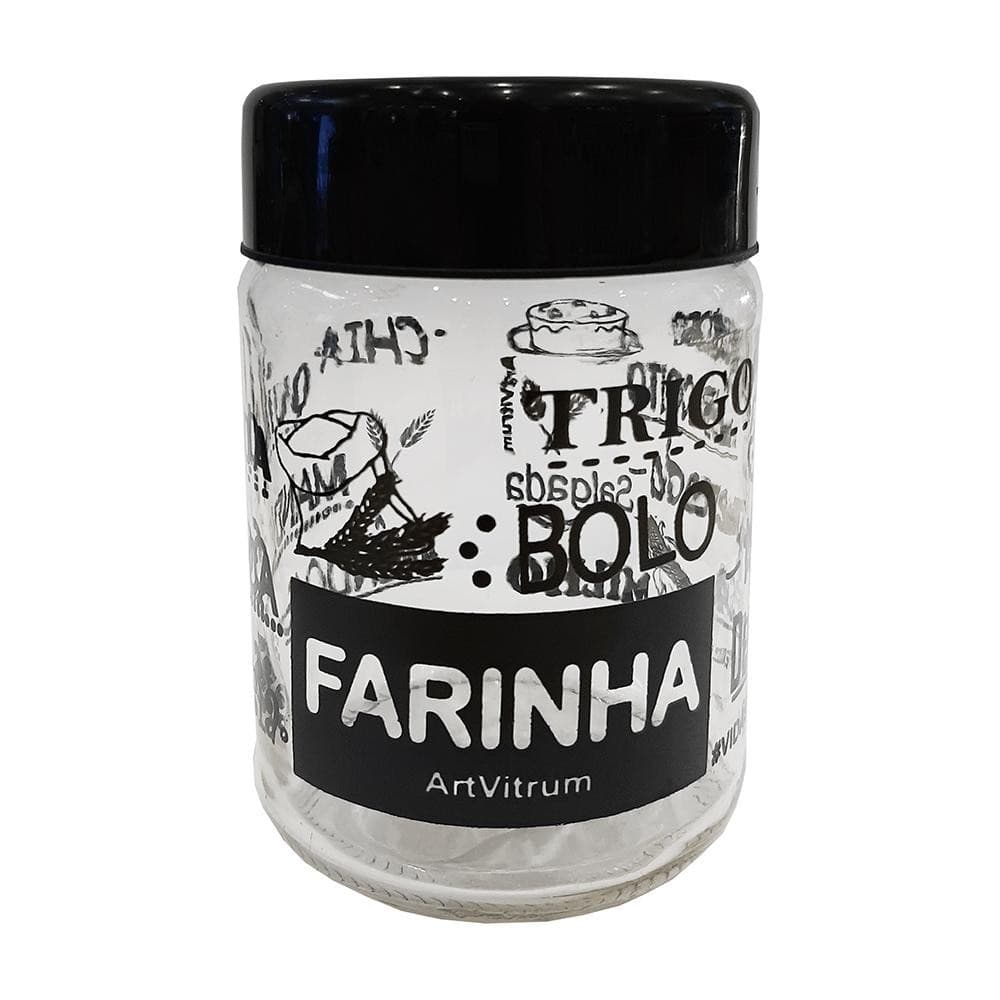 Pote para Farinha Artvitrum 600ml Preto - 31F/1