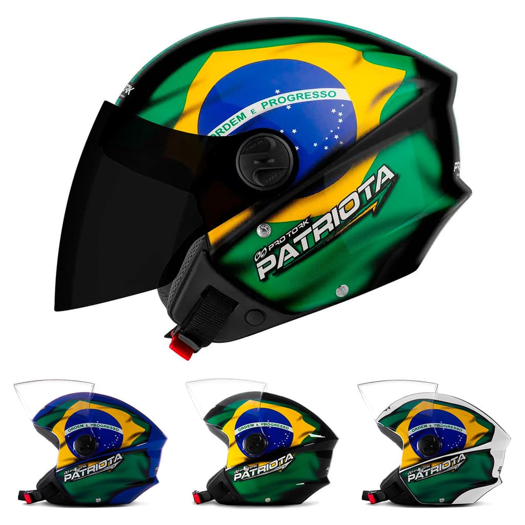 Capacete Patriota Brasil Pro Tork New Liberty Masculino Feminino Tamanho 56 58 60 Vários Modelos Cores