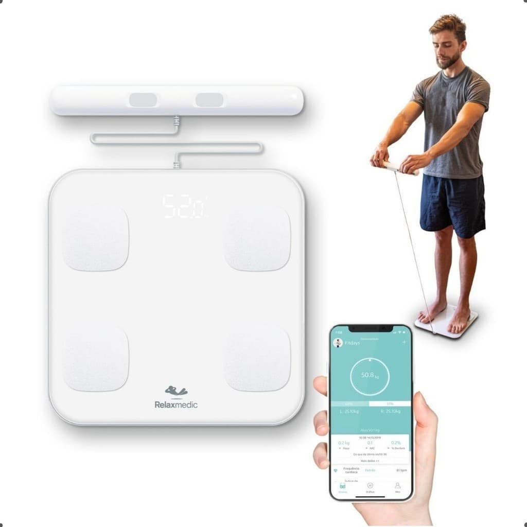 Balança de Bioimpedância Digital Corporal App Relaxmedic