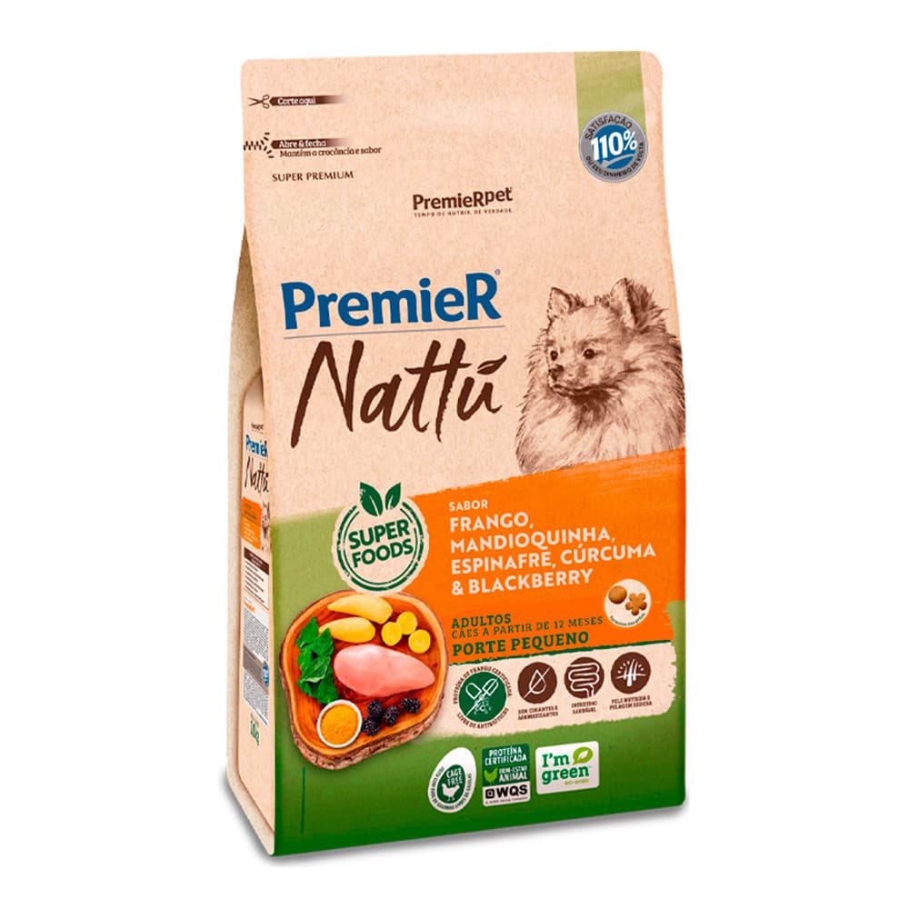 Ração Premier Nattu Cães Adultos Porte Pequeno Mandioquinha 10,1kg