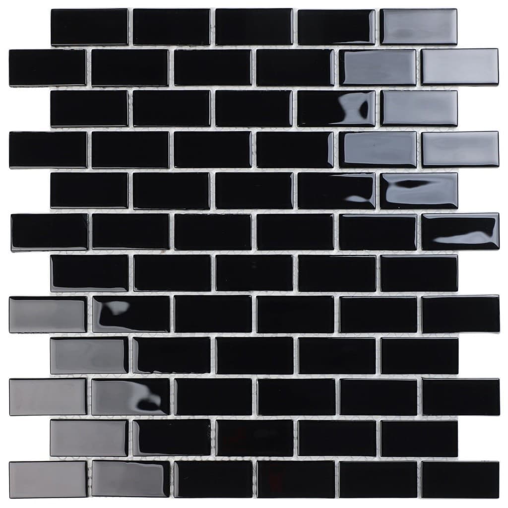 Pastilha de Vidro Cristal de 29cm x 29cm Rende Glass Mosaic Preto Preto