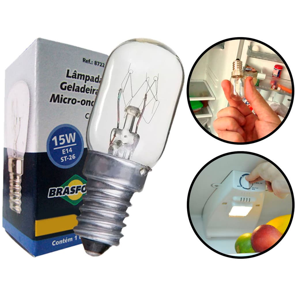 Lâmpada Incandescente Branco Quente Para Refrigerador Fogão Micro-ondas Brasfort