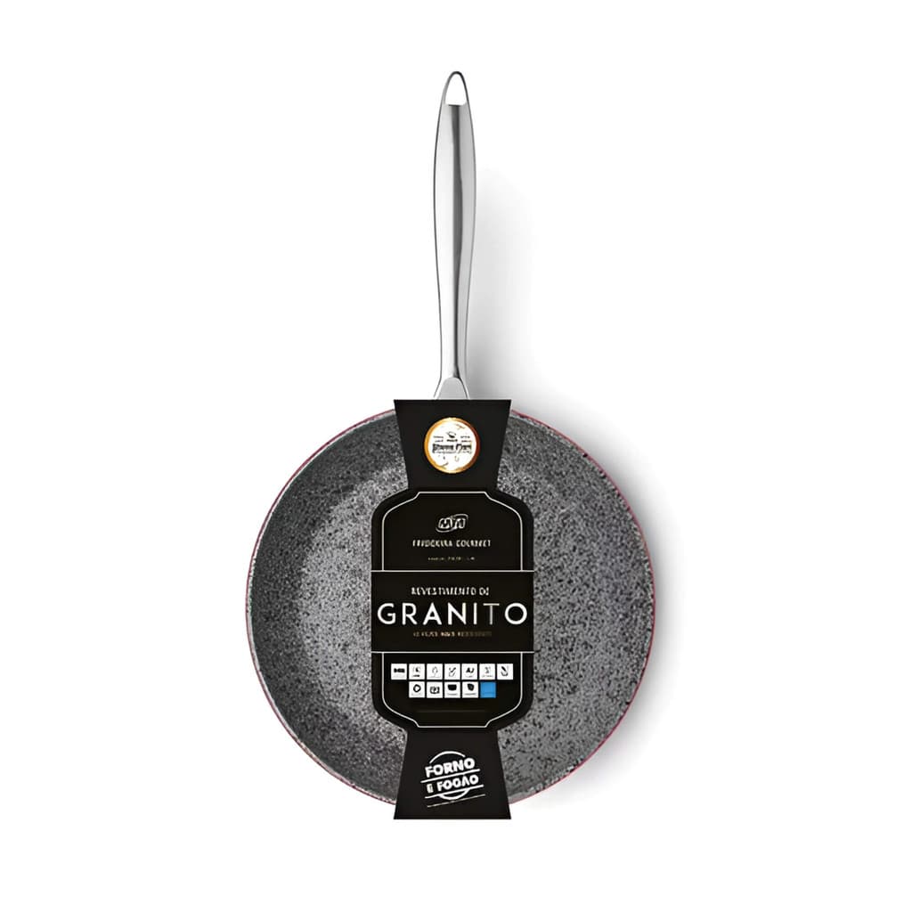 Frigideira Granito Stone-flon Antiaderente Alumínio Forjado Cor Preto N.24 1,8L 24cm MTA - 8421