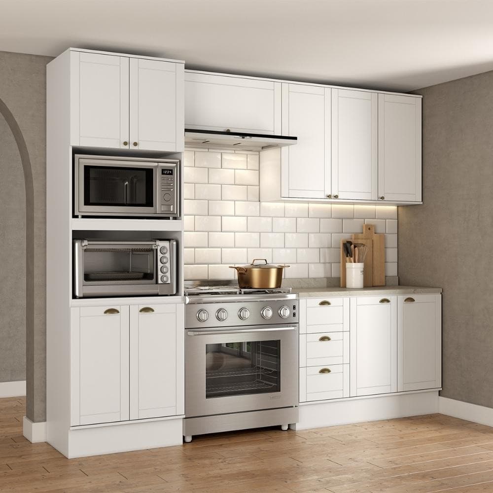 Armário de Cozinha Completa com Balcão Milla Charm Carraro Branco