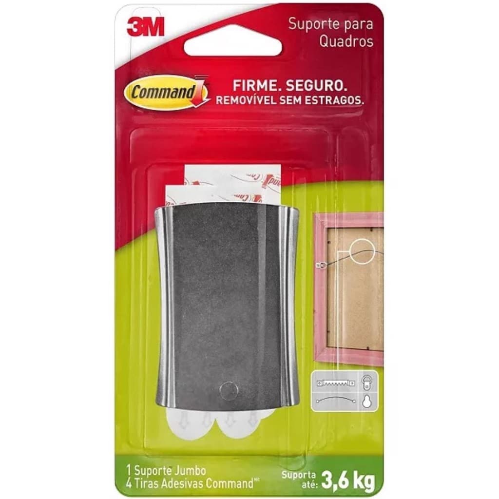Suporte Adesivo Para Quadros Command Metálico Até 3,6kg 3m