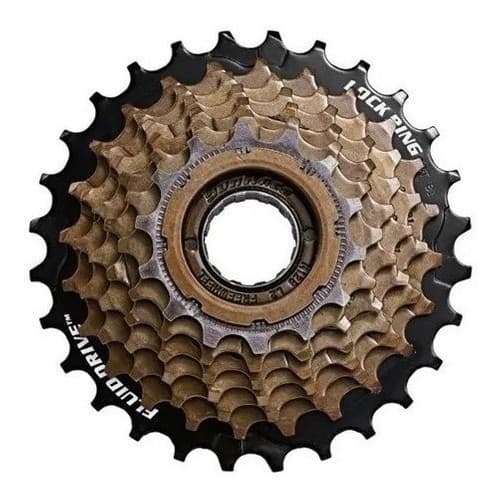 Catraca Roda Livre 7 Velocidades 14/28 Dentes Bike Dourada