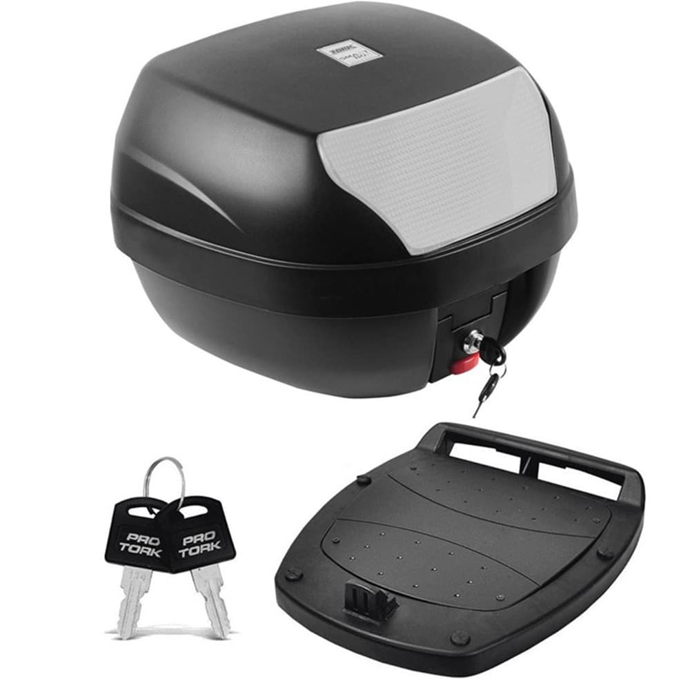 Baú Bauleto para Moto 28 Litros Pro Tork Smart Box BP-03CL com Refletor Traseiro e Lente Cristal