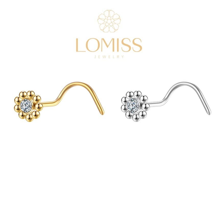 【LOMISS】Piercing Nostril Cravejado Nariz Ponto De Luz Nariz Nostril Mini Ponto De Luz Aço Cirúrgico Florzinha