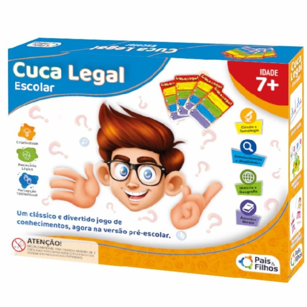 JOGO DE TABULEIRO CUCA LEGAL ESCOLAR PAIS E FILHOS BRINQUEDO 111 CARTAS RESPOSTA PROFESSOR PERGUNTAS