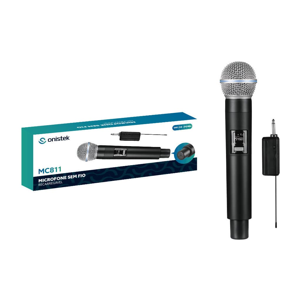 Microfone VHF Recarregável Conexão P2 Sem Fio 50 Metros