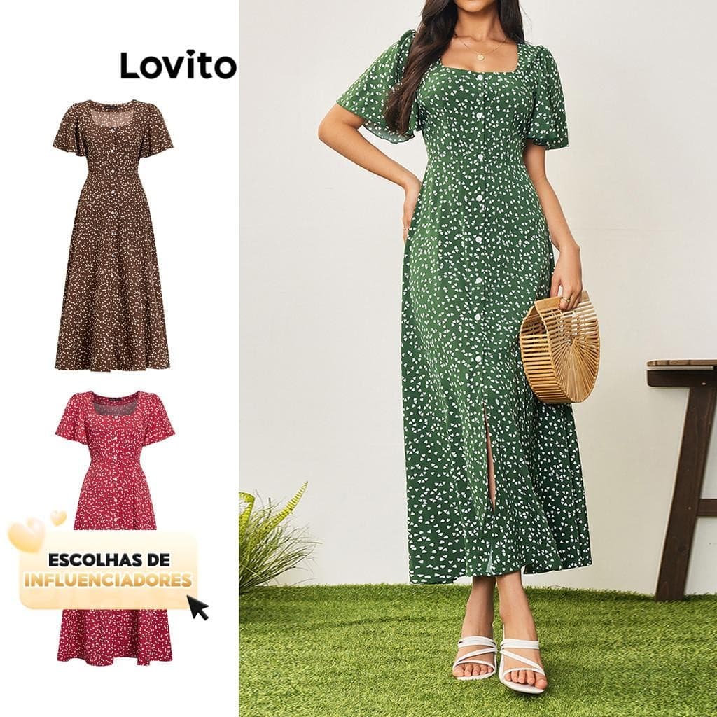 (KOL‘s pick) Lovito Férias Vestido Feminino Floral com Zíper LBA05180 (Multicolorido)