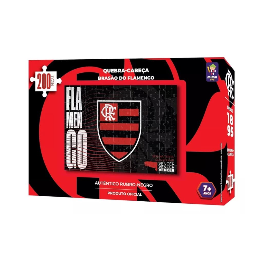 Quebra-Cabeça Puzzle Colecionável Futebol Flamengo Brasão 200 Peças Mimo Toys Jogo Quadro Brinquedo