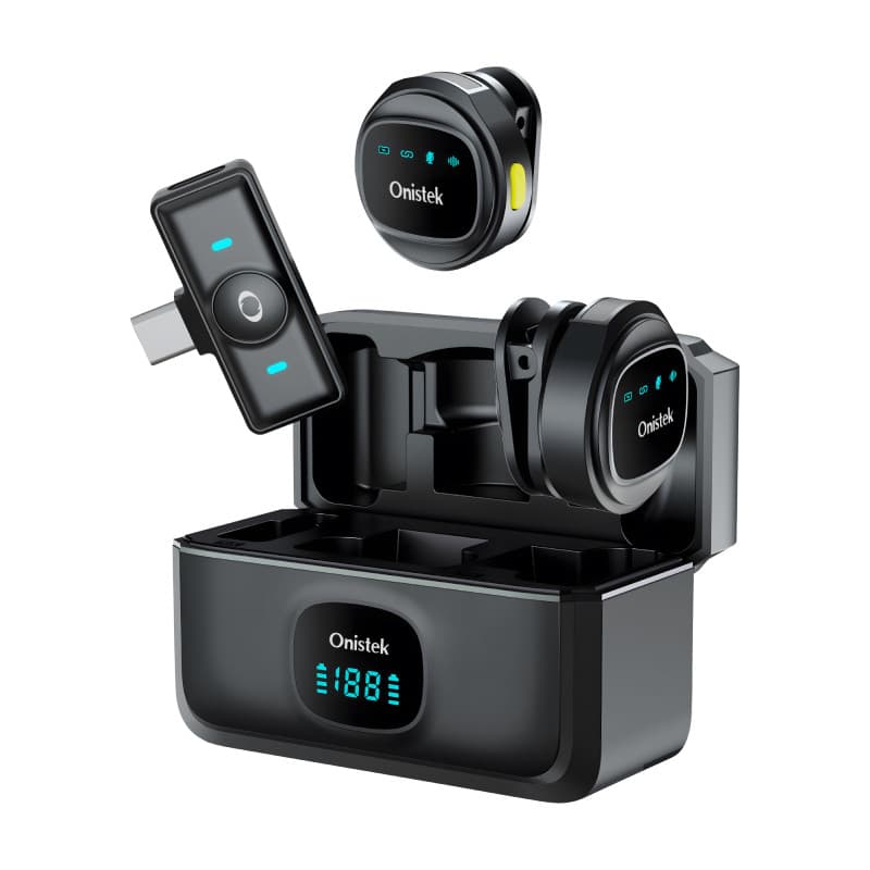 Kit 2 Microfones Sem Fio Bluetooth 5.2 25m Onistek ON-MC827