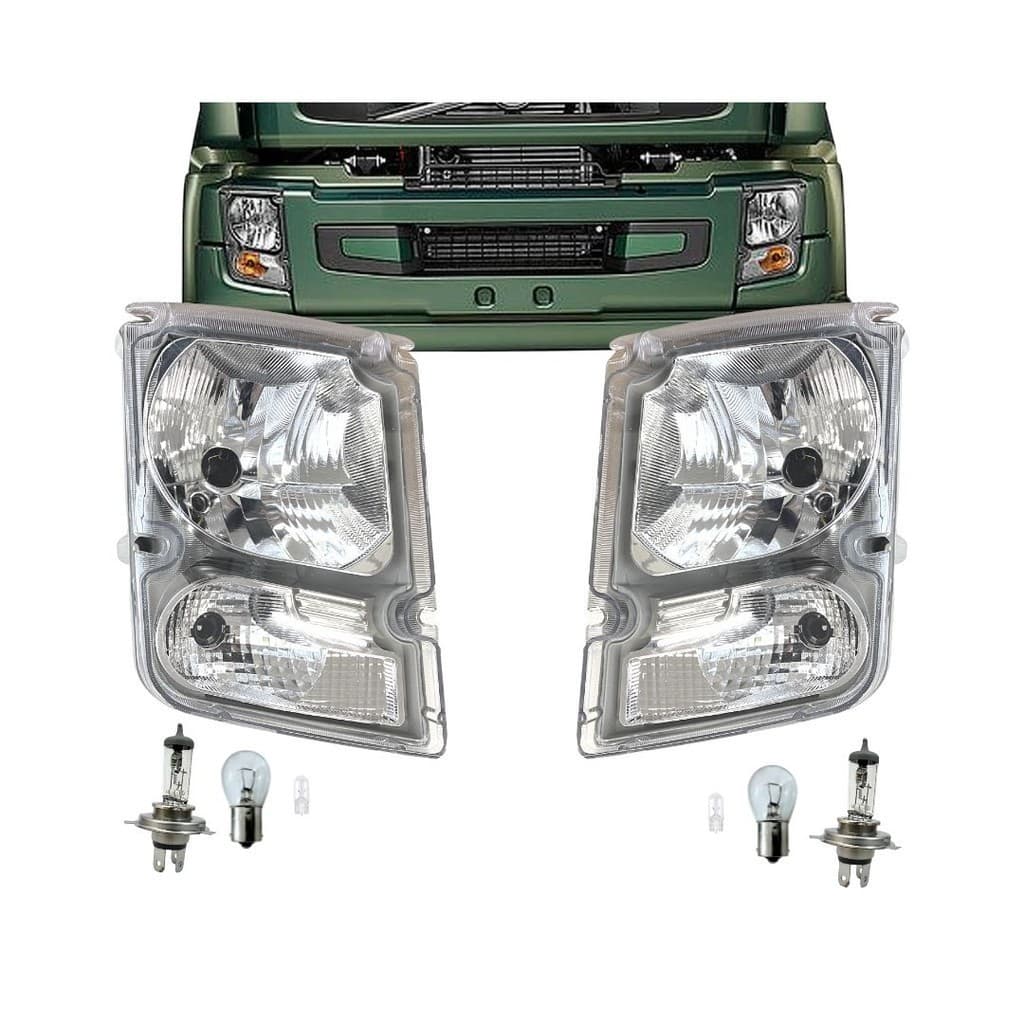Par Farol Dianteiro 24v Para Volvo Vm 220 Vm 260 Vm 330 2005 a 2013 + Lâmpada EDN 20818763 20818771