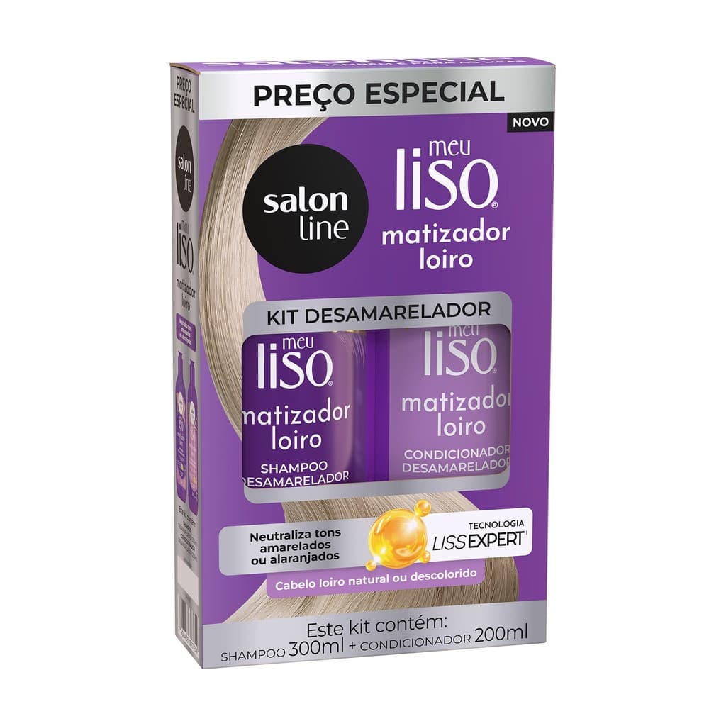 Kit Shampoo 300ml + Condicionador 200ml  Meu Liso Matizador Loiro