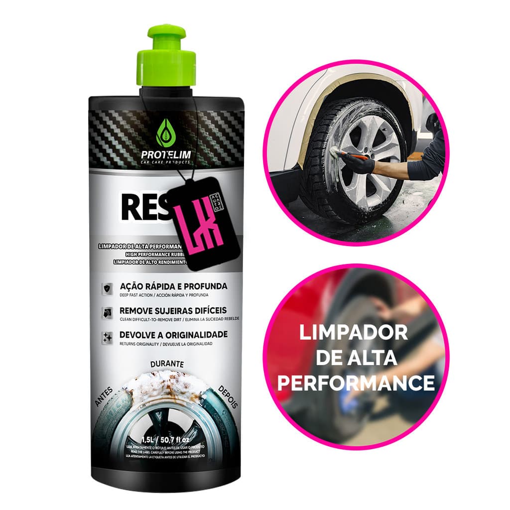Reset 1,5l Protelim Limpador Pneu Borracha Plastico Remove Terra Barro Oleo Graxa Sujeira