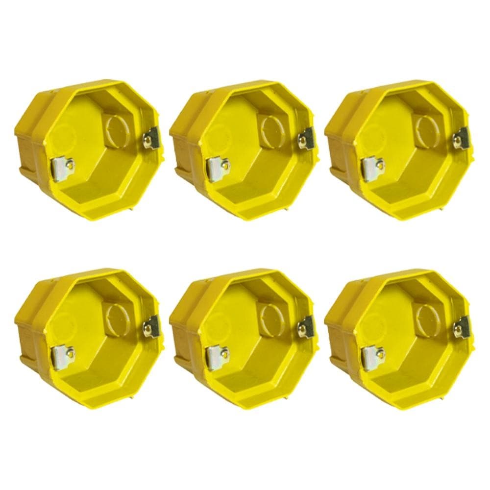 Kit Com 6 Caixas Sextavadas De Embutir 3x3 Amarela - Cx33103