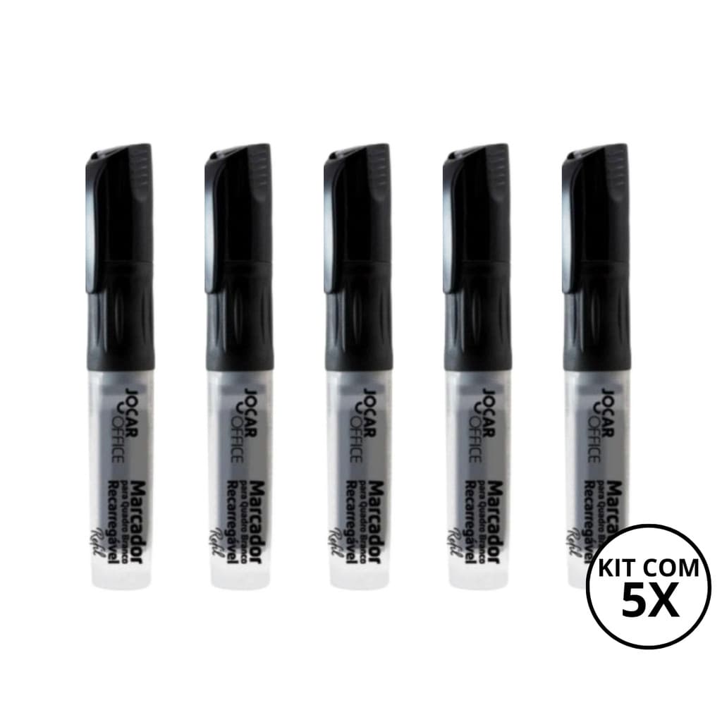 Kit Com 5 Marcadores Para Quadro Branco Recarregável - JOCAR MODELO:KIT 05