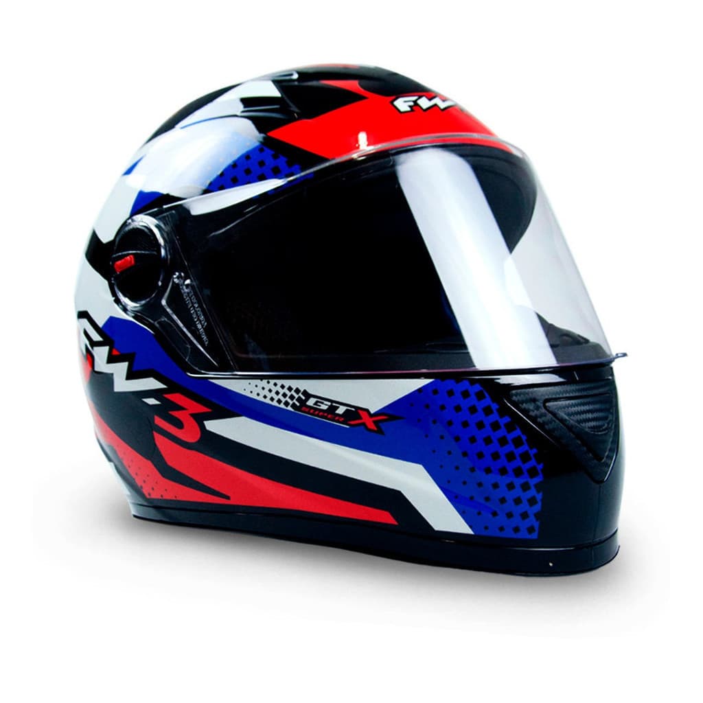 Capacete Moto Fechado GTN Super Viseira Cristal Azul/Branco Brilhante Inmetro Tamanho 60 - FW3