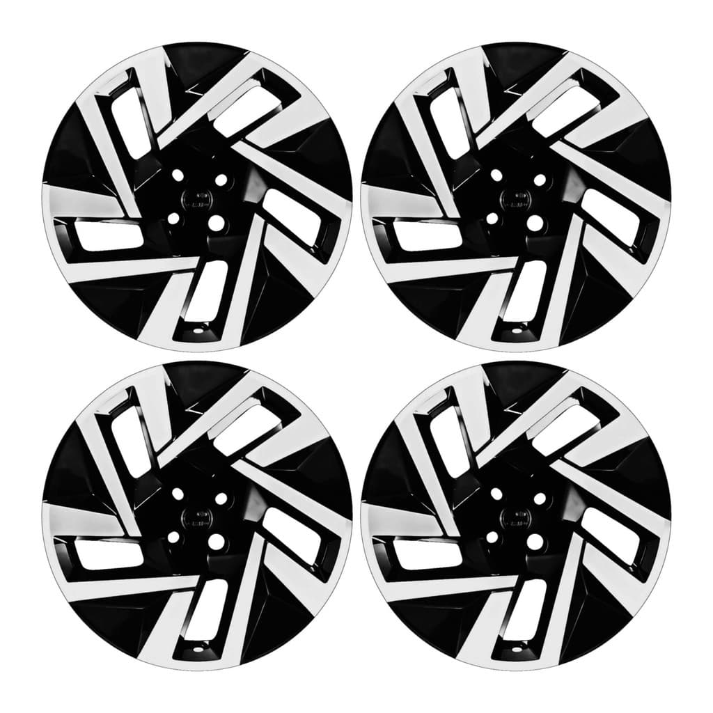 Jogo com 4 Calotas Aro 14" Preto/Prata Grid Automotivo Carro Pneu Roda Decorativo