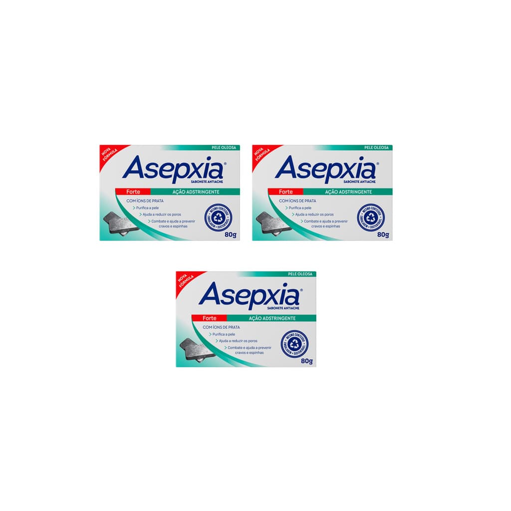 Kit com 3 Asepxia Sabonete Forte 80g