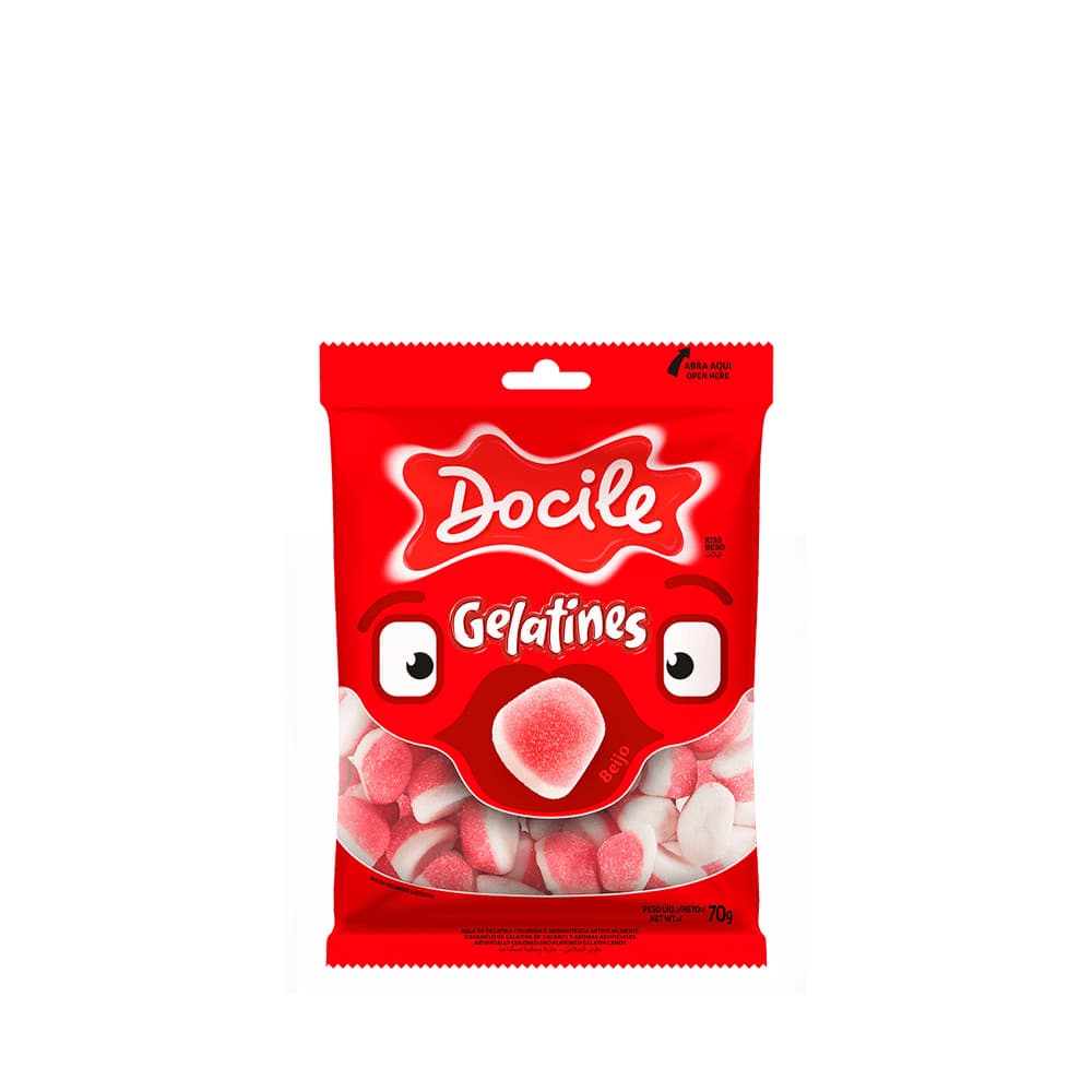 Bala de Gelatina Beijo 70g - Docile