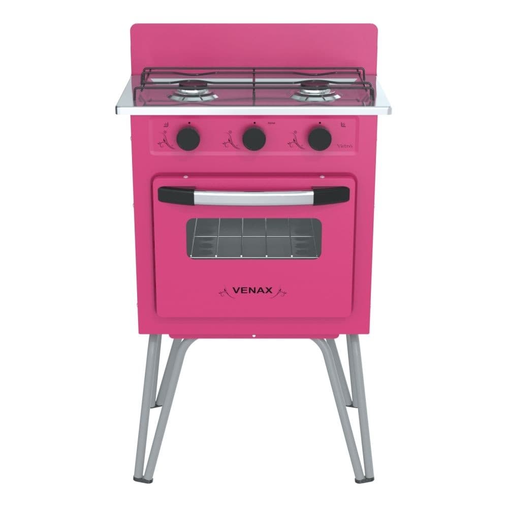 Fogão Portátil 2 Bocas Venax Gemini Vetrô a Gas Rosa