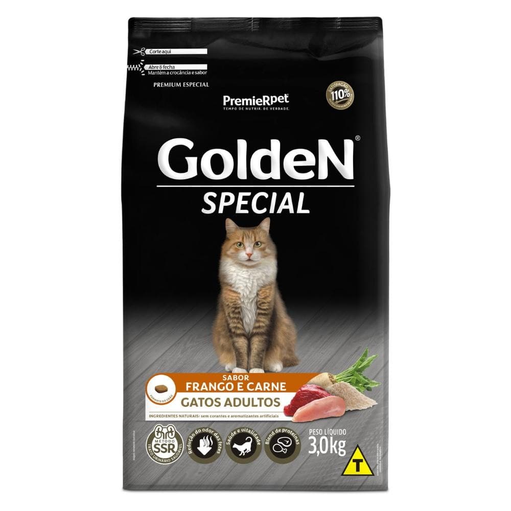 Ração Golden Special Para Gatos Adultos Frango E Carne 3Kg