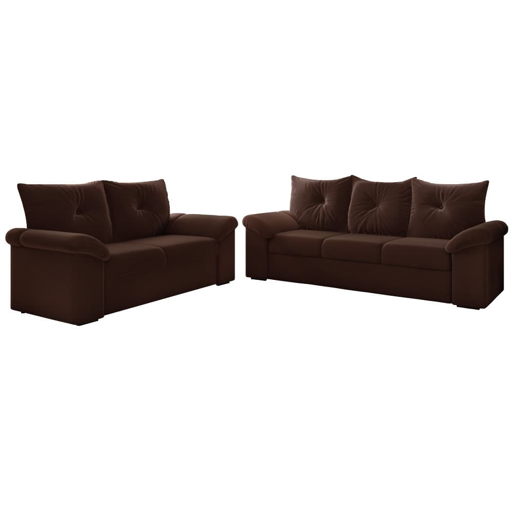 Conjunto de Sofá 2 e 3 Lugares Taurus Veludo Mamflex