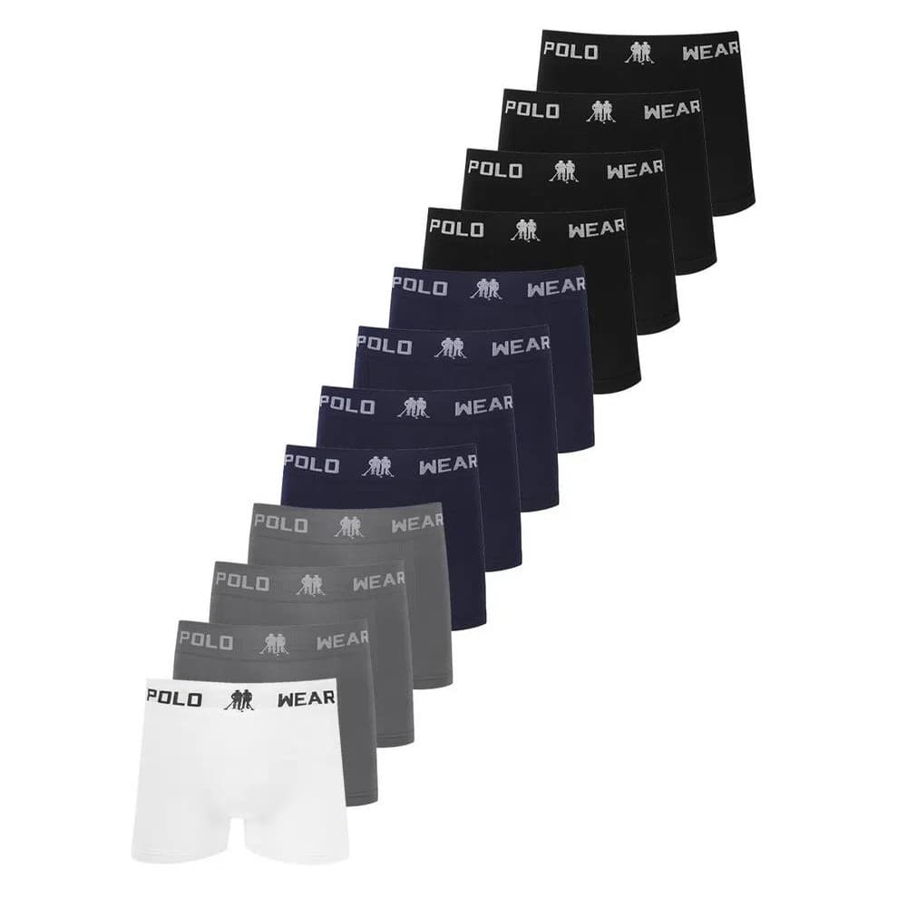 Kit 12 Cuecas Boxer Masculina Microfibra Polo Wear