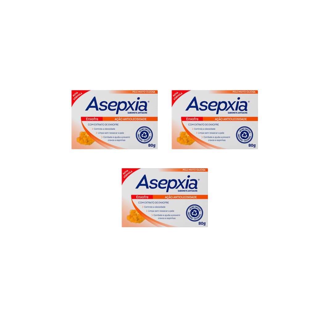 Kit com 3 Asepxia Sabonete Enxofre 80g