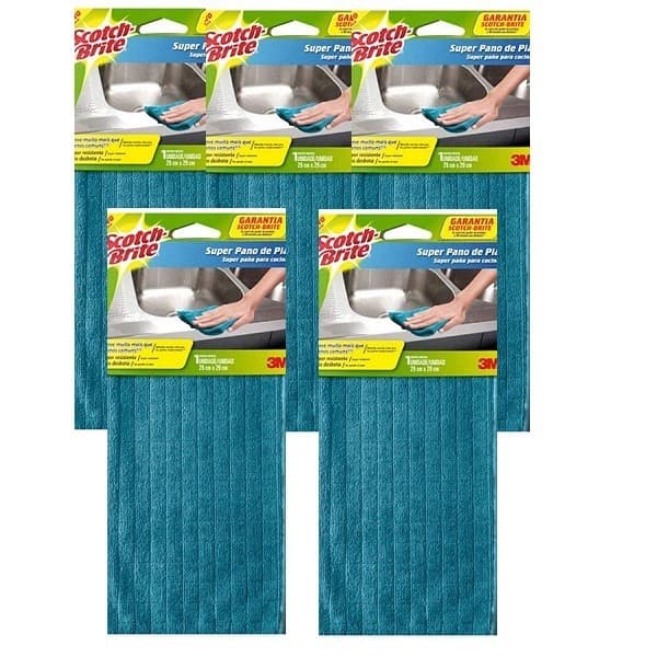 Kit 5 Super Pano de Pia SCOTCH-BRITE Azul 3M