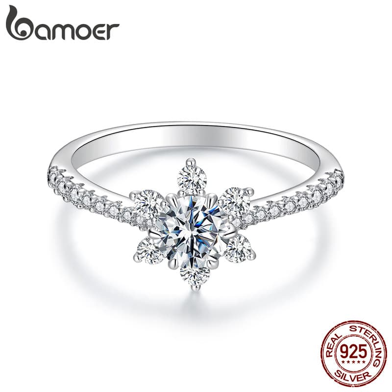 Anel De Prata Esterlina 925 Com Design Original BAMOER , Moissanite Brilhante , Joias Da Moda Para Casamento , Presentes
