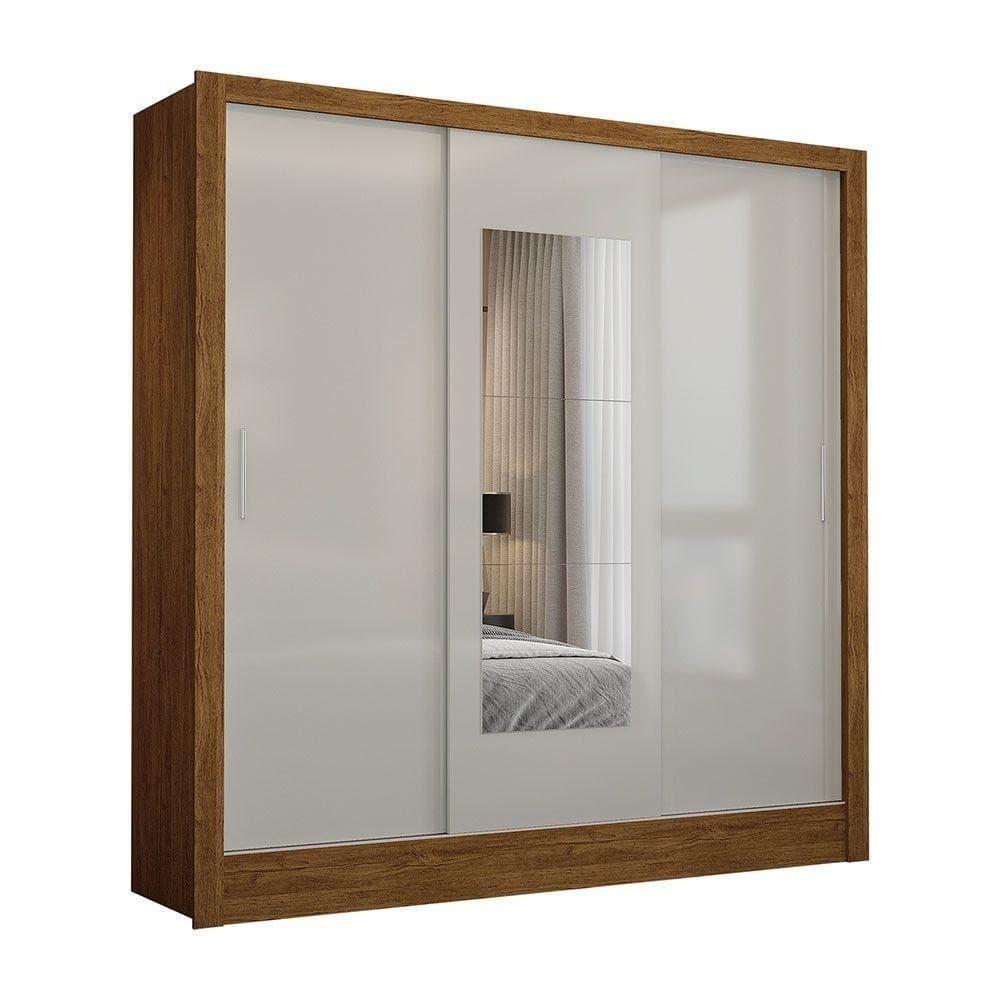 Guarda Roupa Fortaleza 3 Portas Espelho Freijó OffWhite