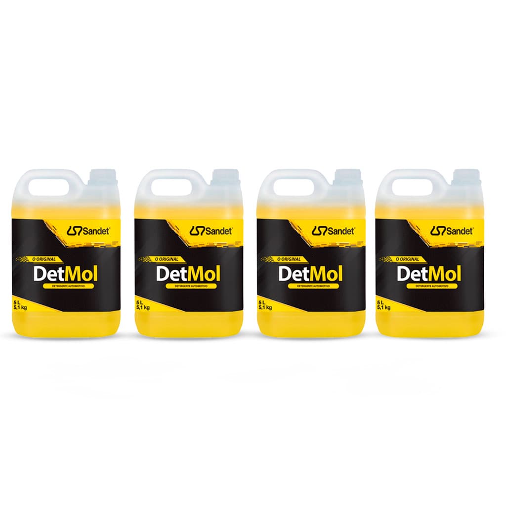Kit 4 Shampoo Automotivo DetMol Limpeza Pesada Sandet 5L
