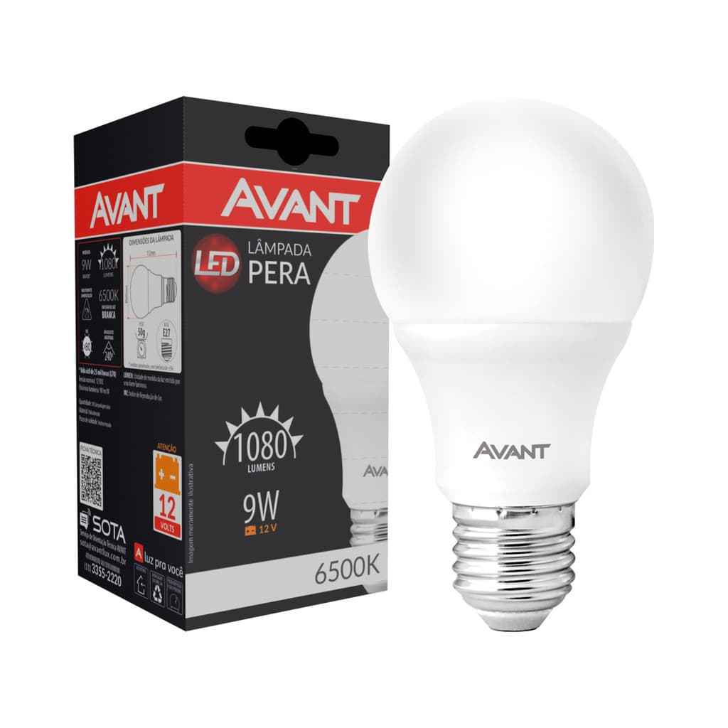 Lampada Led Pera Hp 9w 840lm 6500k 12v E27 Avant