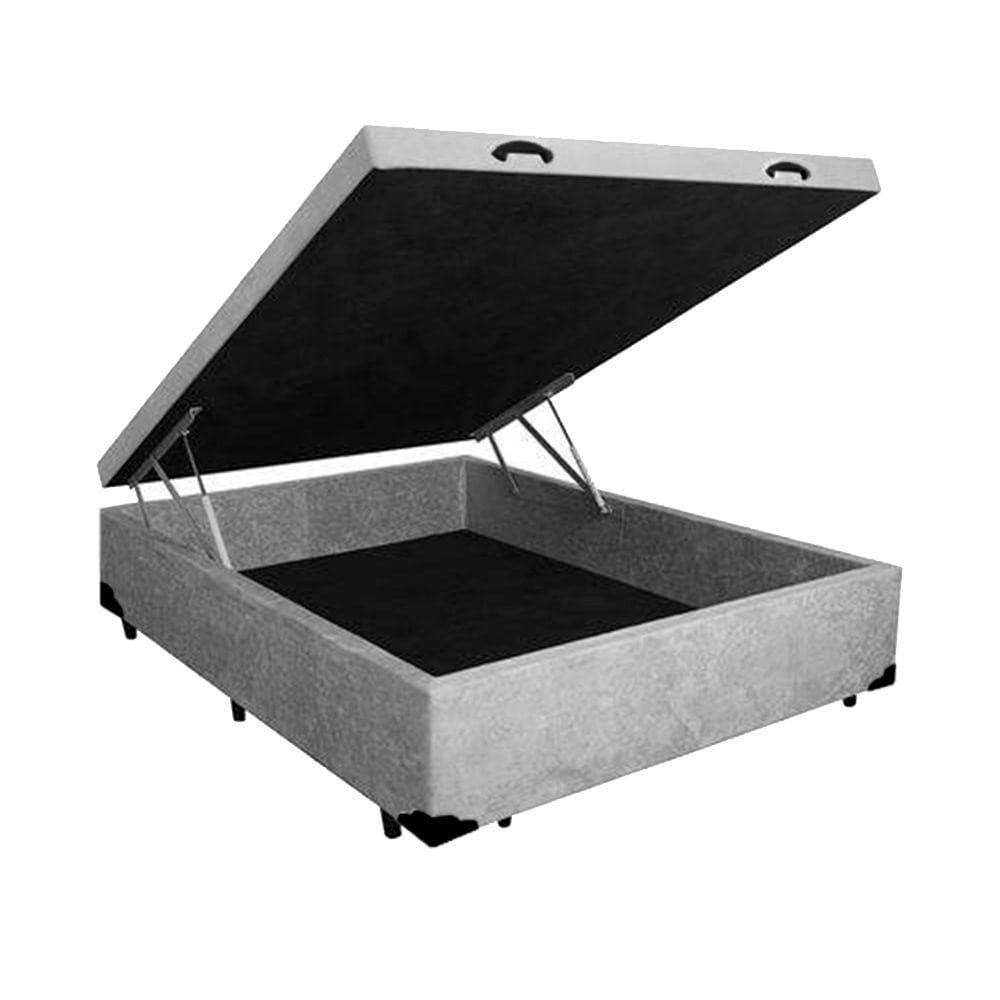 Cama Box Baú Viúva Homequeen Suede Cinza 41x128x188
