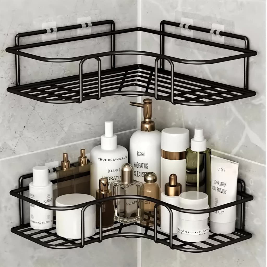 1/2/3/4 Suporte Organizador De Metal Rack De Parede Banheiro Cozinha Prateleiras Porta Shampoo Top&casa