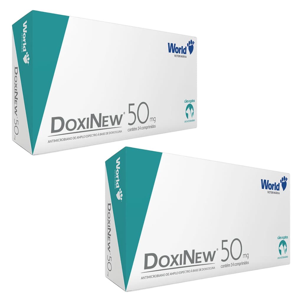 Kit 2 Doxinew 50mg Antibiótico Doxiciclina Com 14 Comprimidos World